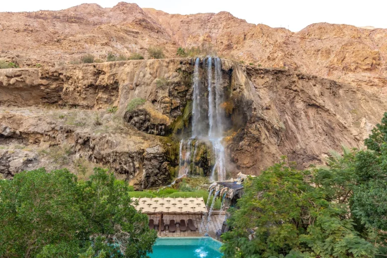 Hammamat Mai'n hot springs, Jordan. Hot springs are located in the mountains near the Dead sea