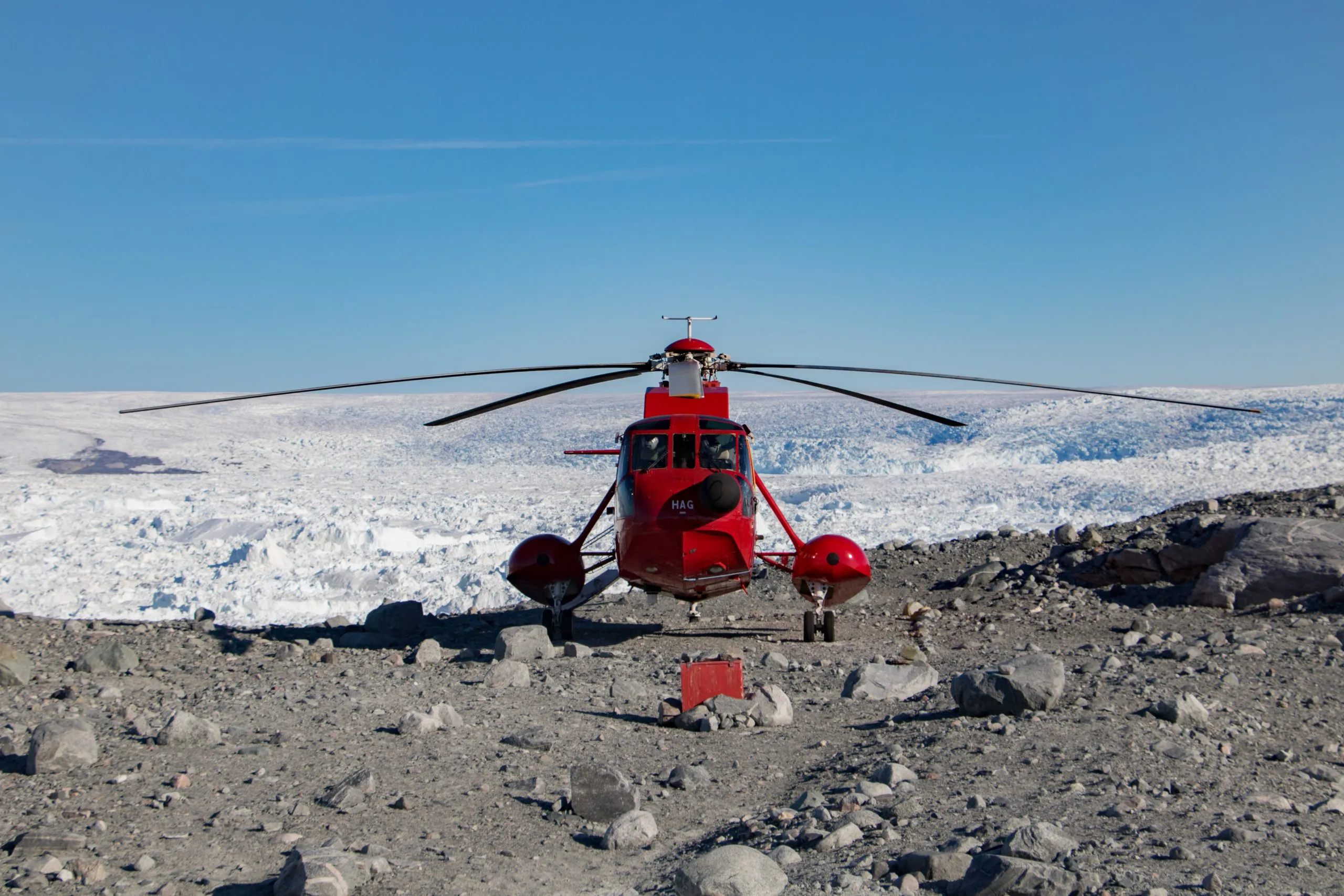 Helicopter at the Glacier Sermeq Kujalleq
